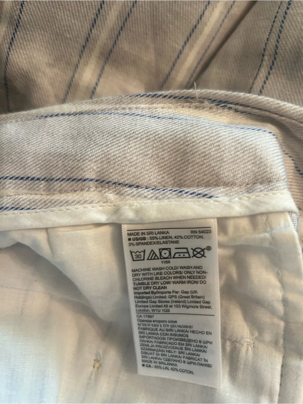 Banana Republic Linen White/blue striped Avery Pants 0